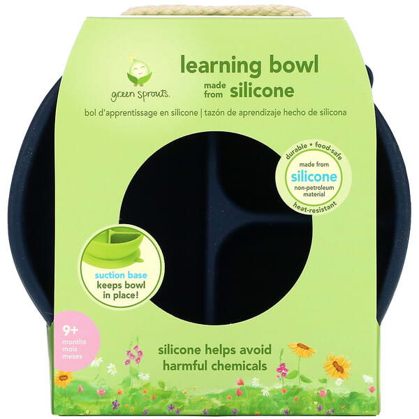 gsp16308_v_8.jpg Learning Bowl, для детей от 9 месяцев, темно-синий, 1 миска — Green Sprouts
