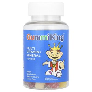 комплекс жевательных витаминов и минералов для детей, вкус клубники, апельсина, лимона, винограда, вишни и грейпфрута, 60 жевательных таблеток — GummiKing