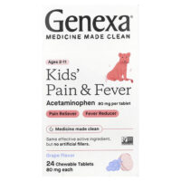 Kids 'Pain & Fever, Ages 2-11, Grape, 80 мг, 24 жевательные таблетки — Genexa