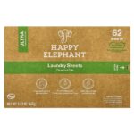 Белье для стирки, без отдушек, 62 листа, 165 г (5,82 унции) — Happy Elephant