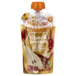Happy Tot®, клетчатка и протеин, для детей от 2 лет, органические груши, персики, тыква, яблоки и корица, 113 г (4 унции) — Happy Family Organics