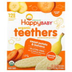 Happy Baby, органические вафли для прорезывания зубов, батат и банан, 12 пакетиков по 4 г (0,14 унции) — Happy Family Organics