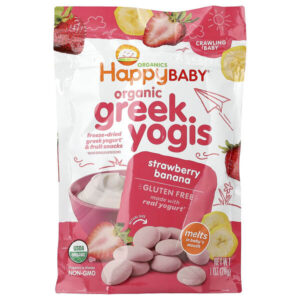 Happy Baby®, органический греческий йогурт, для крошка, со вкусом клубники и банана, 28 г (1 унция) — Happy Family Organics