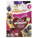 Happy Tot®, Love My Veggies, этап 4, органические бананы, свекла, тыква и голубика, 4 пакетика по 120 г (4,22 унции) — Happy Family Organics
