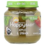 Happy Baby®, яблоки и шпинат, от 6 месяцев, 113 г (4 унции) — Happy Family Organics