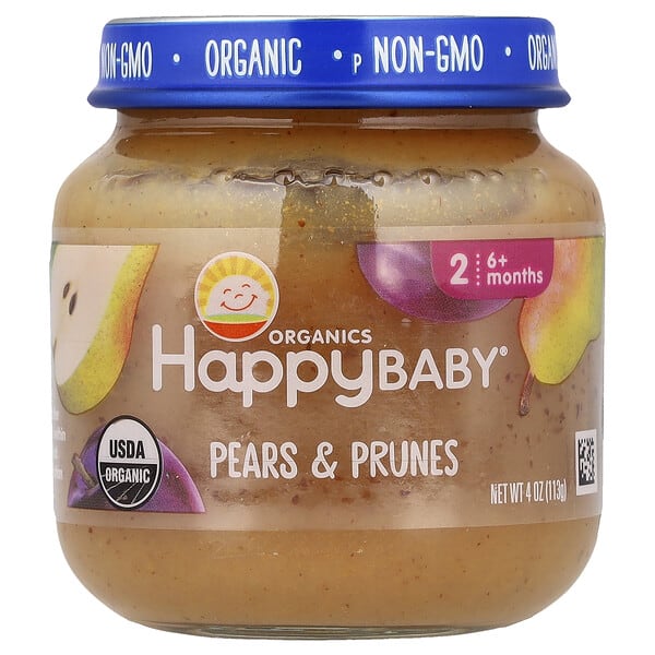 hap01513_v_24.jpg Happy Baby®, груши и чернослив, для детей от 6 месяцев, 113 г (4 унции) — Happy Family Organics