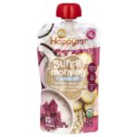 Happy Tot®, Super Morning, без молочных продуктов, для детей от 2 лет, органические бананы, питайя, кокосовое молоко, овес и чиа, 113 г (4 унции) — Happy Family Organics
