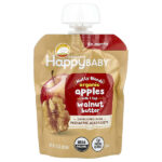 Happy Baby®, Nutty Blends™, для детей от 6 месяцев, органические яблоки с 1 ч. Л. Орехового масла, 85 г (3 унции) — Happy Family Organics
