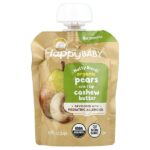 Happy Baby®, Nutty Blends™, для детей от 6 месяцев, органическая паста из груш и кешью, 85 г (3 унции) — Happy Family Organics