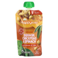 Happy Baby®, органическая тыква, нут и шпинат, для детей от 6 месяцев, 113 г (4 унции) — Happy Family Organics