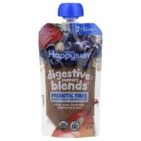 Happy Baby®, смесь для поддержки пищеварения™, для детей от 6 месяцев, органические груши, голубика, клубника и овес, 113 г (4 унции) — Happy Family Organics