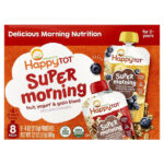 Happy Tot®, Super Morning, смесь фруктов, йогурта и злаков, для детей от 2 лет, ассорти вкусов, 8 упаковок по 113 г (4 унции) — Happy Family Organics