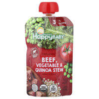 Happy Baby®, органическая говядина, для детей от 7 месяцев, тушеные овощи и киноа, 99 г (3,5 унции) — Happy Family Organics
