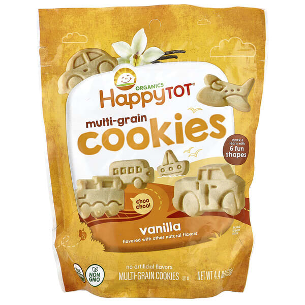 hap01704_v_2.jpg Happy Tot®, мультизерновое печенье, для детей от 2 лет, ваниль, 125 г (4,4 унции) — Happy Family Organics