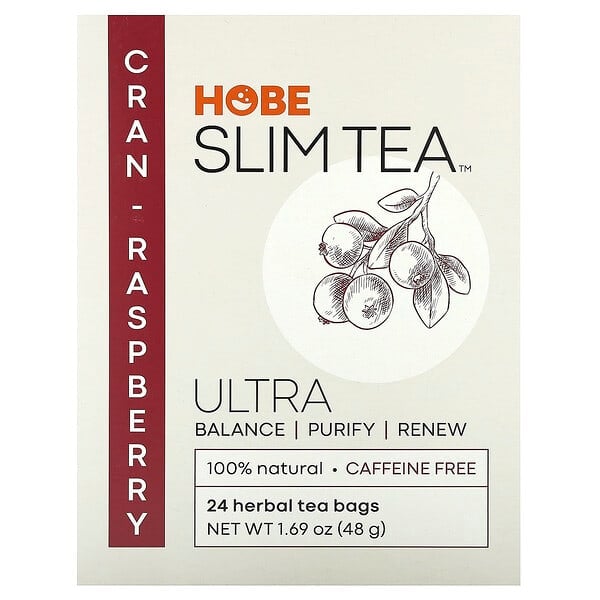hbl07622_v_39.jpg Ultra Slim чай, -малина, без кофеина 24 травяных чайных пакетиков, 1.69 унции (48 г) — Hobe Labs