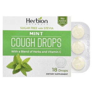 леденцы от кашля, без сахара, с мятой, 18 шт. — Herbion Naturals