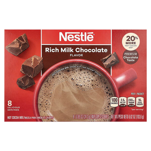 hcm49590_v_44.jpg Nestle Hot Cocoa Mix, Насыщенный молочный шоколад, 8 конвертов по 24,2 г (0,85 унции)