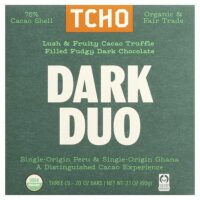 Dark Duo, темный шоколад с начинкой из какао и трюфелей, 75% какао-шелухи, 3 плитки по 0,70 унции — TCHO
