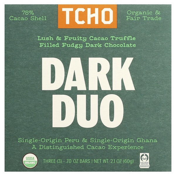 hct01813_v_2.jpg Dark Duo, темный шоколад с начинкой из какао и трюфелей, 75% какао-шелухи, 3 плитки по 0,70 унции — TCHO