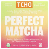 Perfect Matcha, белый шоколад с клубничной начинкой, 3 плитки по 0,70 унции — TCHO