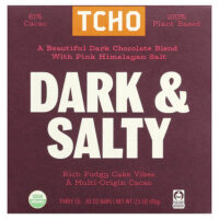 Dark & Salty, темный шоколад с розовой гималайской солью, 81% какао, 3 плитки по 0,83 унции — TCHO