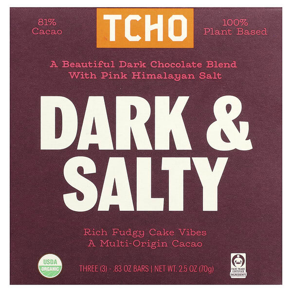 hct01918_v_2.jpg Dark & Salty, темный шоколад с розовой гималайской солью, 81% какао, 3 плитки по 0,83 унции — TCHO