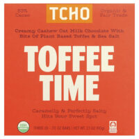 Toffee Time, шоколад из овсяного молока с ирисом и морской солью, 53% какао, 3 батончика по 0,70 унции — TCHO