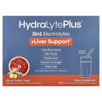 HydraLyte Plus®, поддержка печени, красный апельсин и имбирь, 20 пакетиков по 9,2 г (0,32 унции) — Hydralyte