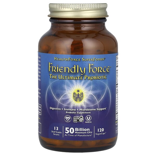 hfc00415_v_24.jpg Friendly Force™, усовершенствованный пробиотик, 120 веганских капсул — HealthForce Superfoods