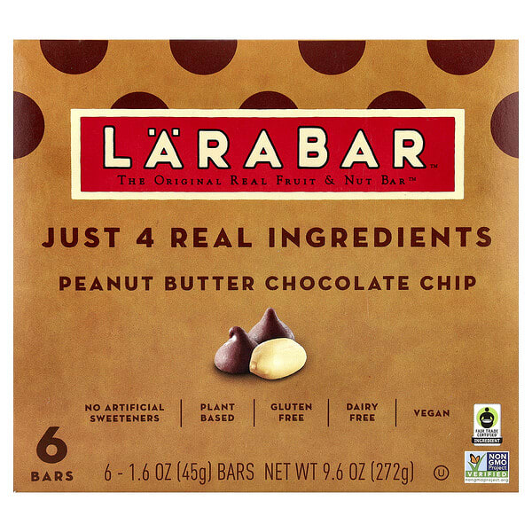 hfd11532_v_40.jpg Larabar, The Original Real Fruit & Nut Bar™, арахисовая паста и шоколадная крошка, 6 батончиков по 45 г (1,6 унции)
