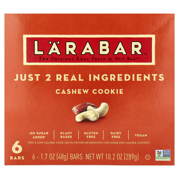 hfd11535_v_40.jpg Larabar, батончик с натуральными фруктами и орехами, печенье из кешью, 6 батончиков по 48 г (1,7 унции)
