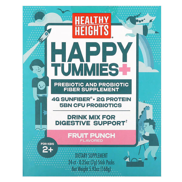 hlh00852_v_27.jpg Happy Tummies+, для детей от 2 лет, фруктовый пунш, 24 пакетика по 7 г (0,25 унции) — Healthy Heights
