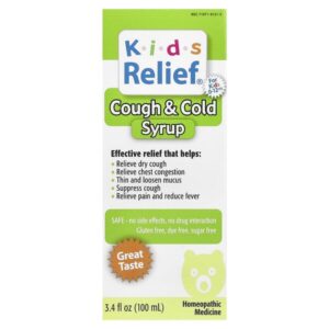 Kids Relief, сироп от кашля и простуды, для детей 0–12 лет, 100 мл (3,4 жидк. унц.) — Homeolab USA