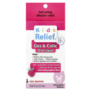 Kids Relief, вздутие и колики, вкус малины 0.85 жидких унции (25 мл) — Homeolab USA