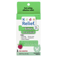 Kids Relief, жидкость для полости носа, для детей 0–9 лет, со вкусом малины, 25 мл (0,85 жидк. унц.) — Homeolab USA