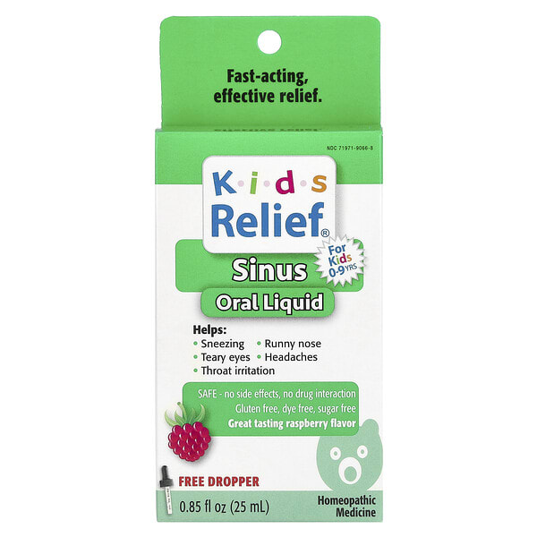 hmb09066_v_57.jpg Kids Relief, жидкость для полости носа, для детей 0–9 лет, со вкусом малины, 25 мл (0,85 жидк. унц.) — Homeolab USA
