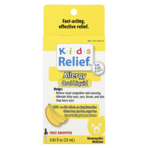 Kids Relief®, жидкость для перорального применения от аллергии, 0–12 лет, банан, 25 мл (0,85 жидк. унц.) — Homeolab USA
