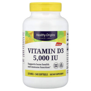витамин D3, 125 мкг (5000 МЕ), 540 капсул — Healthy Origins