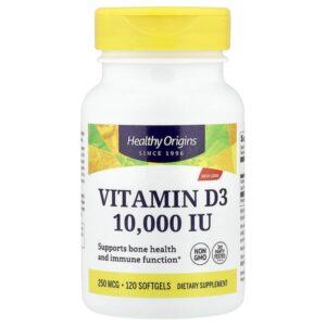 витамин D3, 250 мкг (10 000 МЕ), 120 мягких таблеток — Healthy Origins
