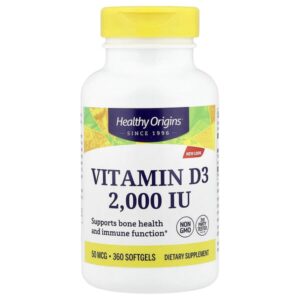 витамин D3, 50 мкг (2000 МЕ), 360 мягких таблеток — Healthy Origins