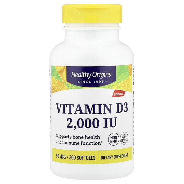 hog15378_v_26.jpg витамин D3, 50 мкг (2000 МЕ), 360 мягких таблеток — Healthy Origins
