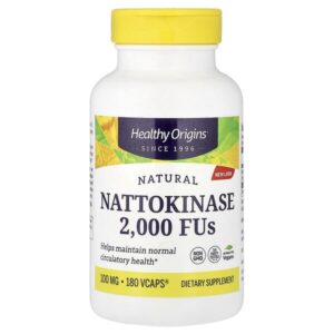 Nattokinase 2,000 МЕ, 100 мг, 180 растительных капсул — Healthy Origins