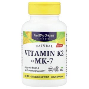 Natural, витамин K2 в виде MK-7, 100 мкг, 180 растительных капсул — Healthy Origins