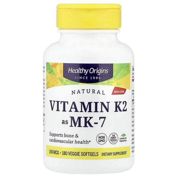 hog27446_v_24.jpg Natural, витамин K2 в виде MK-7, 100 мкг, 180 растительных капсул — Healthy Origins