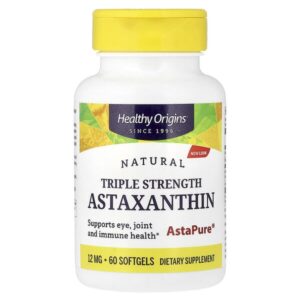 натуральный астаксантин, тройная сила, 60 капсул — Healthy Origins