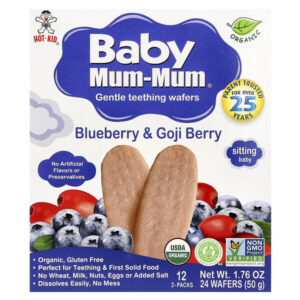 Baby Mum-Mum®, вафли для защиты зубов, голубика и ягоды годжи, 12 пакетиков, по 2 шт. — Hot Kid