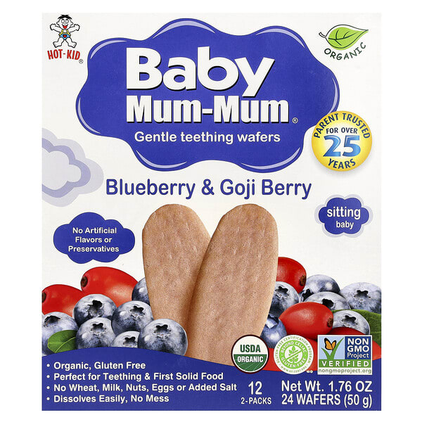 hok60014_v_60.jpg Baby Mum-Mum®, вафли для защиты зубов, голубика и ягоды годжи, 12 пакетиков, по 2 шт. — Hot Kid