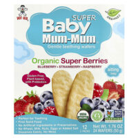 Baby Mum-Mum® Super, нежные вафли для прорезывания зубов, органические суперягоды, 12 пакетиков по 2 жевательные таблетки — Hot Kid