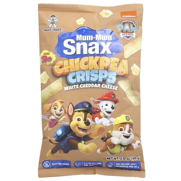 hok60607_v_2.jpg Mum-Mum Snax™, чипсы из нута, Paw Patrol™, для детей от 2 лет, белый сыр чеддер, 60 г (2,12 унции) — Hot Kid