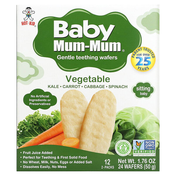 hok80175_v_46.jpg Baby Mum-Mum, мягкие вафли для прорезывания зубов, с овощами, 12 пакетиков по 2 шт. — Hot Kid